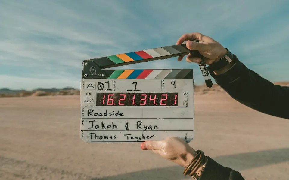 Film clapperboard on a production set